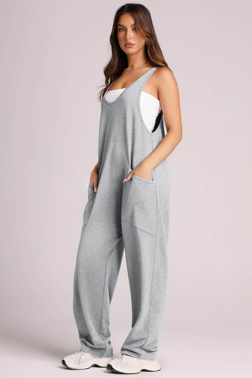 Lovelet Wide Strap Jumpsuit with Pockets - Delanoir