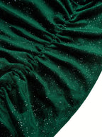 Glitter Ruched Cowl Neck Wrap Dress - Delanoir