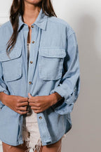 BiBi Button Down Stitch Detail Shirt with Chest Pockets - Delanoir