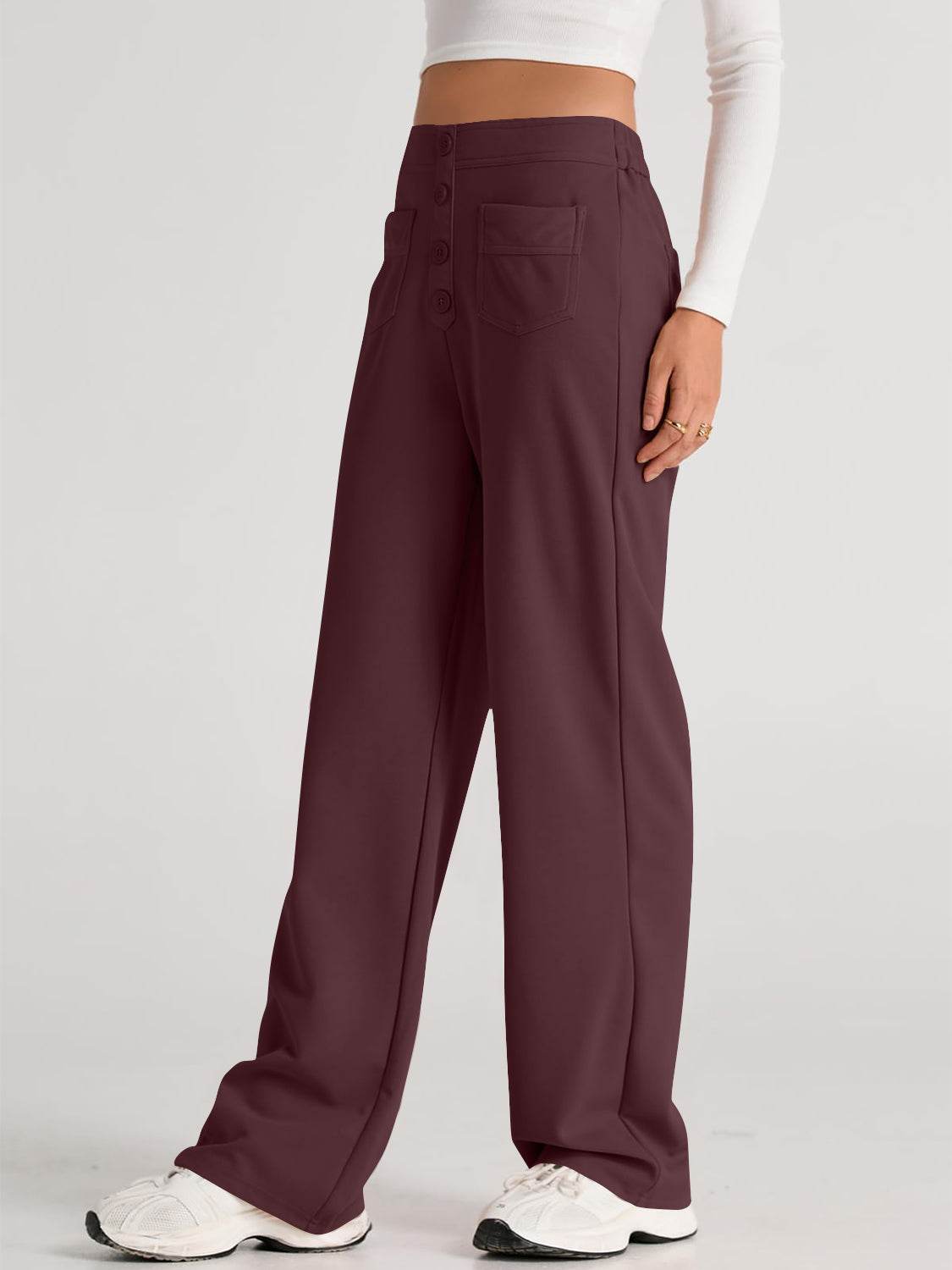 High Waist Wide Leg Pants - Delanoir