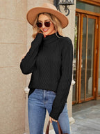Cable-Knit Mock Neck Sweater - Delanoir