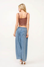 And The Why Elastic Back Pleated Baggy Jeans - Delanoir