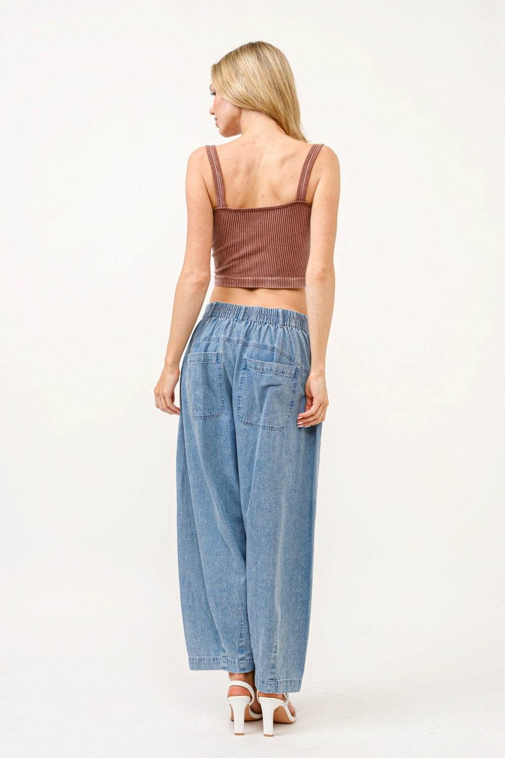 And The Why Elastic Back Pleated Baggy Jeans - Delanoir