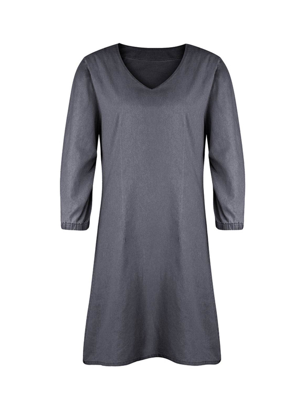 Full Size V-Neck Half Sleeve Dress - Delanoir