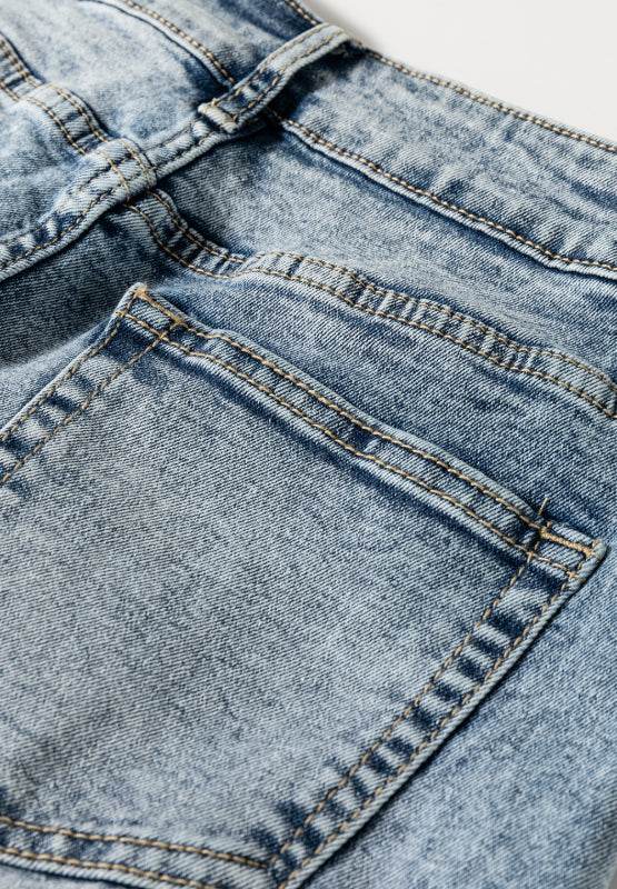 Washed Wide Leg Jeans with Pockets - Delanoir