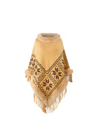 Fringe Geometric Cape Sleeve Poncho - Delanoir