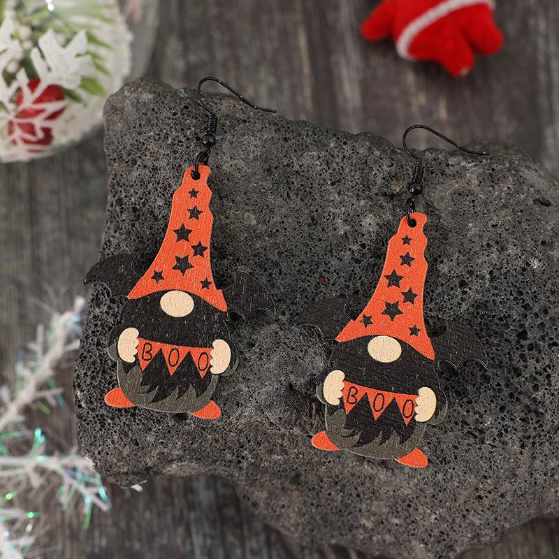 Wooden Point Hat Gnome Shape Earrings - Delanoir