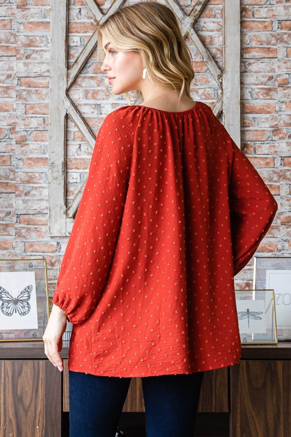 Heimish Full Size Swiss Dot Off Shoulder Top - Delanoir
