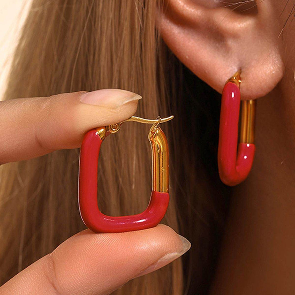 Stainless Steel Drip Oil Contrast Earring - Delanoir