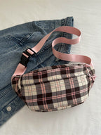 Plaid Adjustable Strap Crossbody Bag - Delanoir
