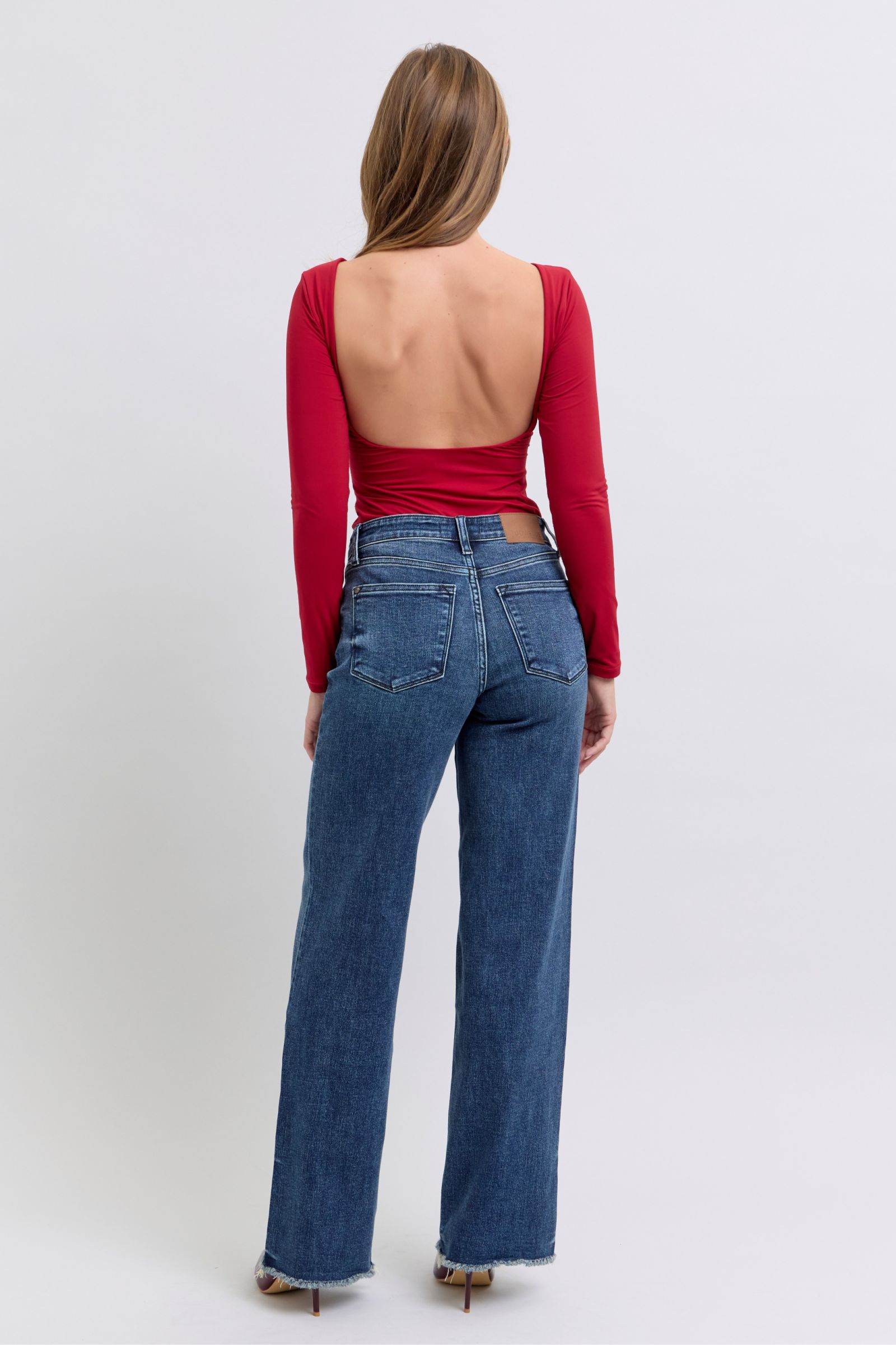 Judy Blue Full Size Raw Hem Mid Rise Jeans - Delanoir