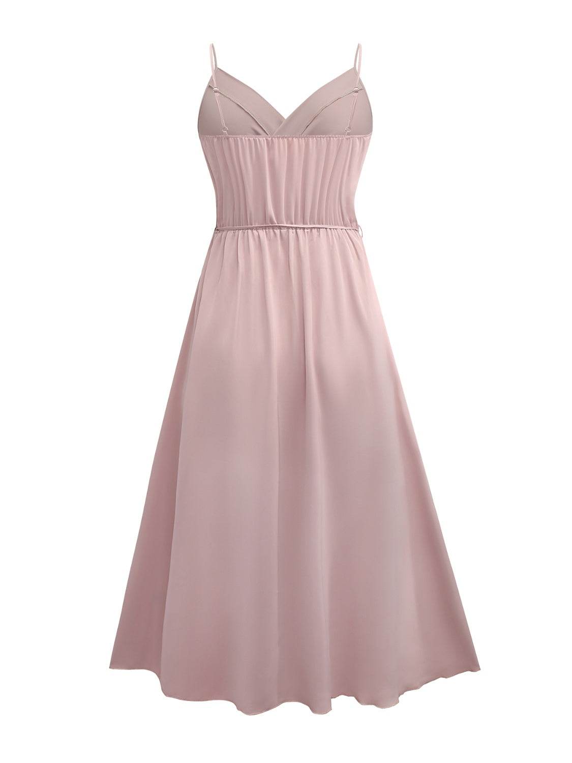 Honey Tied Surplice Sleeveless Midi Cami Dress - Delanoir