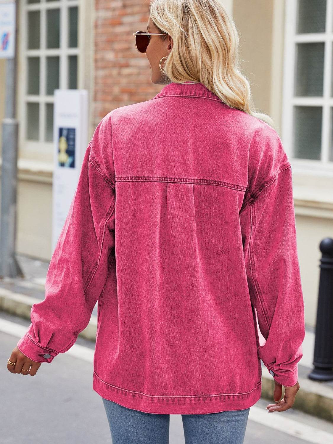 Button Up Denim Jacket with Pockets - Delanoir