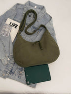 Ribbed Adjustable Strap Shoulder Bag - Delanoir