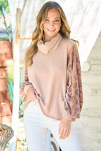 Hailey & Co Leopard Sleeve Color Block Knit Top - Delanoir