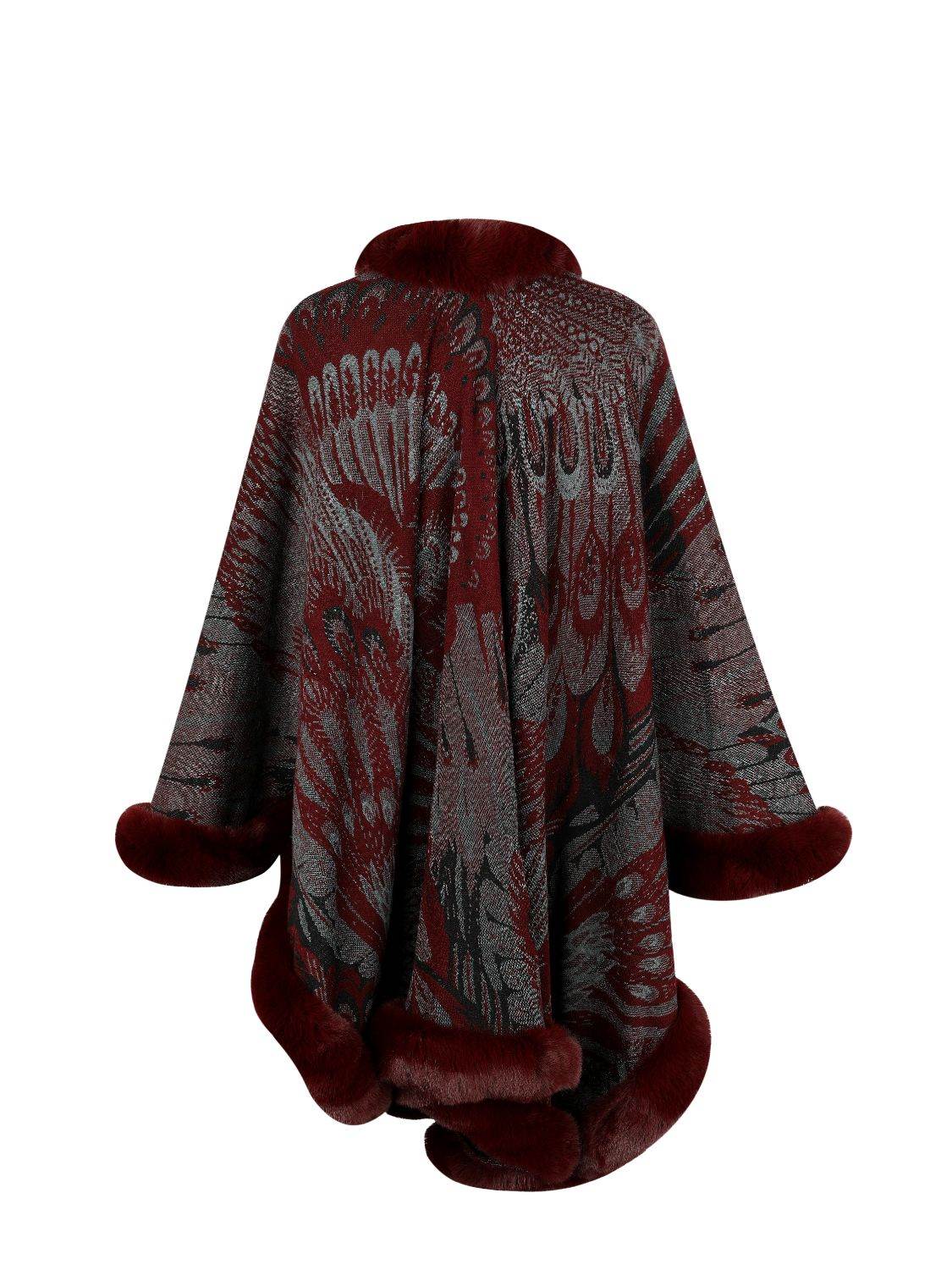 Printed Open Front Poncho - Delanoir