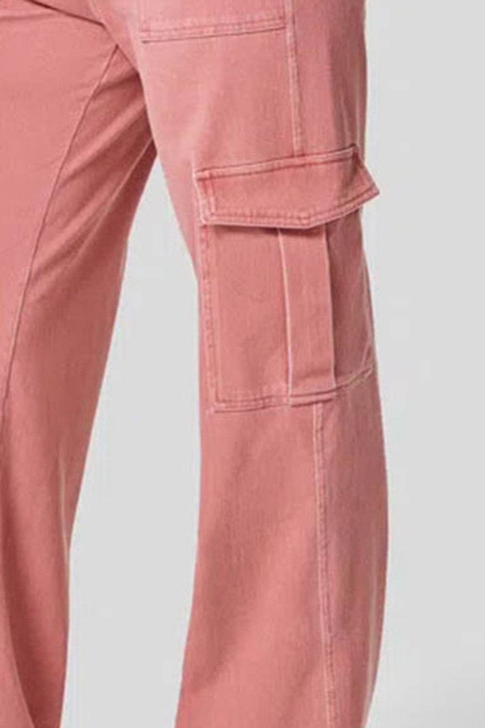 High Waist Straight Leg Cargo Jeans - Delanoir