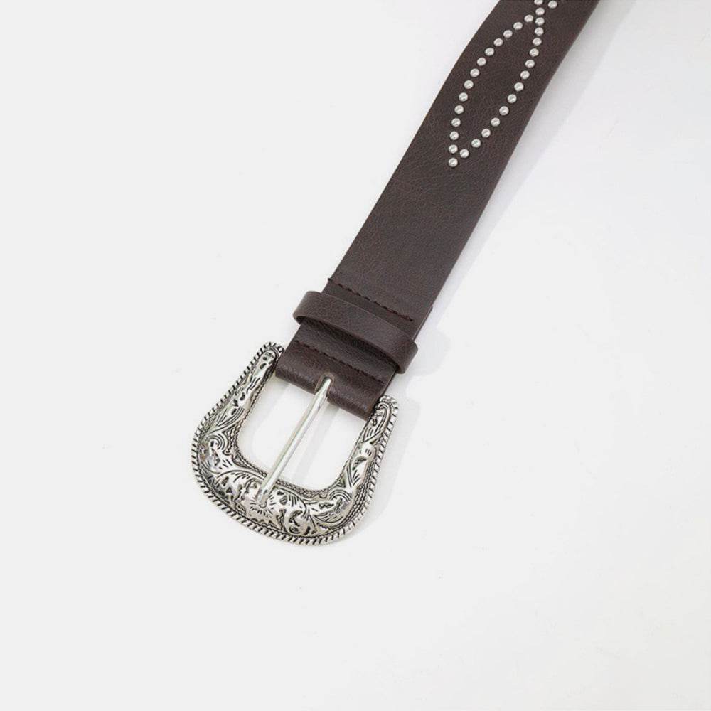 PU Leather Rhinestone Belt - Delanoir