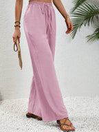 Wide Leg Drawstring Pants - Delanoir