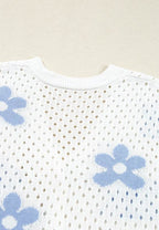 Flower Hollowed Out Button Down Long Sleeve Cardigan - Delanoir
