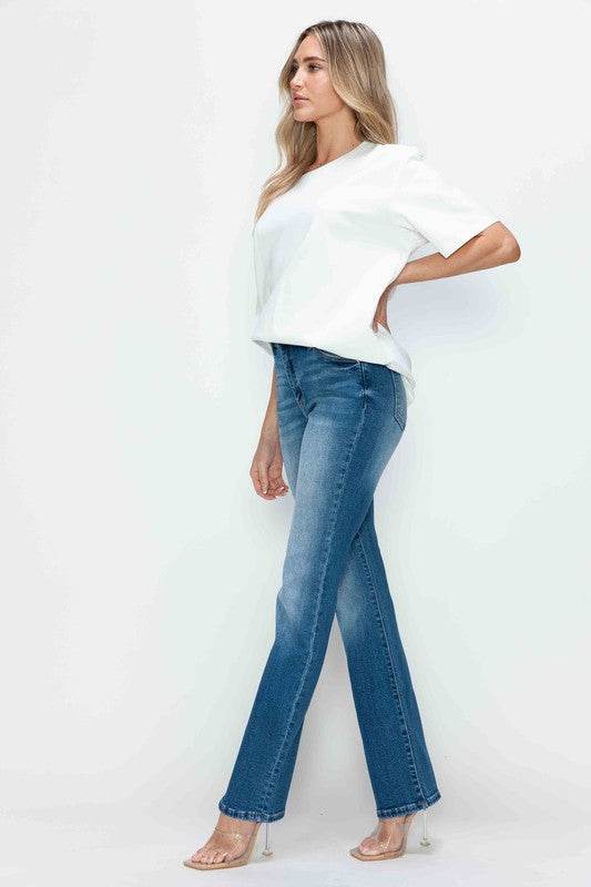 bytos Full Size Distressed High Rise Jeans with Pockets - Delanoir
