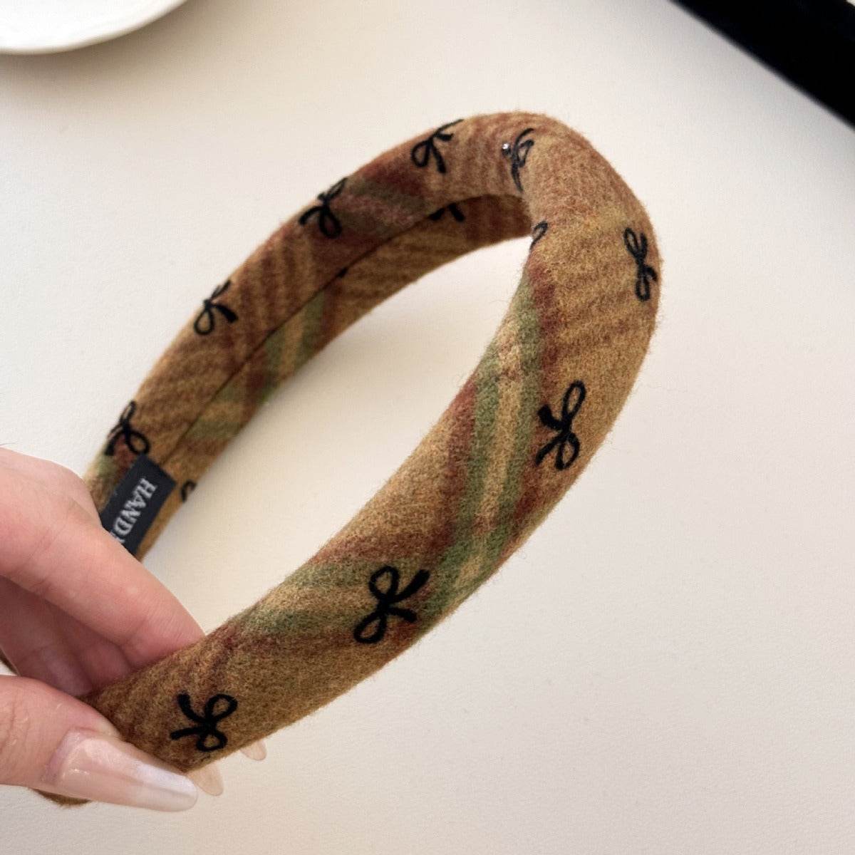 Bow Plaid Polyester Hair Headband - Delanoir