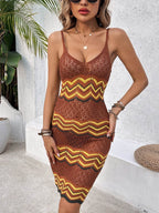 Openwork Scoop Neck Sweater Dress - Delanoir