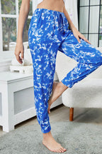 Shiny Tie-Dye Drawstring Waist Joggers with Pockets - Delanoir