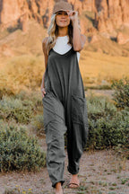 Double Take Full Size V-Neck Sleeveless Jumpsuit with Pockets - Delanoir
