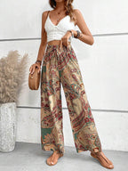 Printed Wide Leg Pants - Delanoir
