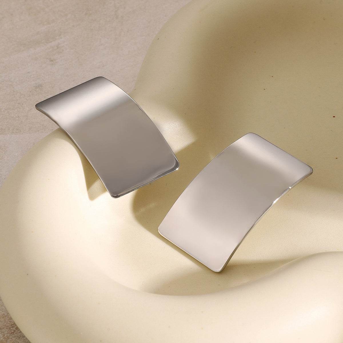 Stainless Steel Rectangle Earring - Delanoir