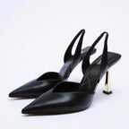 PU Leather Point Toe Stiletto Heel Pumps - Delanoir