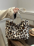 Faux Fur Leopard Shoulder Bag - Delanoir