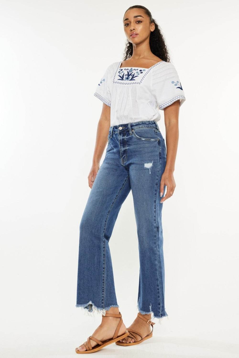 Kancan Full Size High Rise Slim Wide Leg Jeans - Delanoir