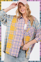 SAGE + FIG Button Up Raw Hem Plaid Flannel Shirt - Delanoir