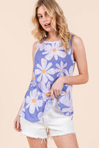 BOMBOM Floral Round Neck Tank - Delanoir
