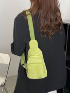 Corduroy Solid Color Crossbody Bag - Delanoir