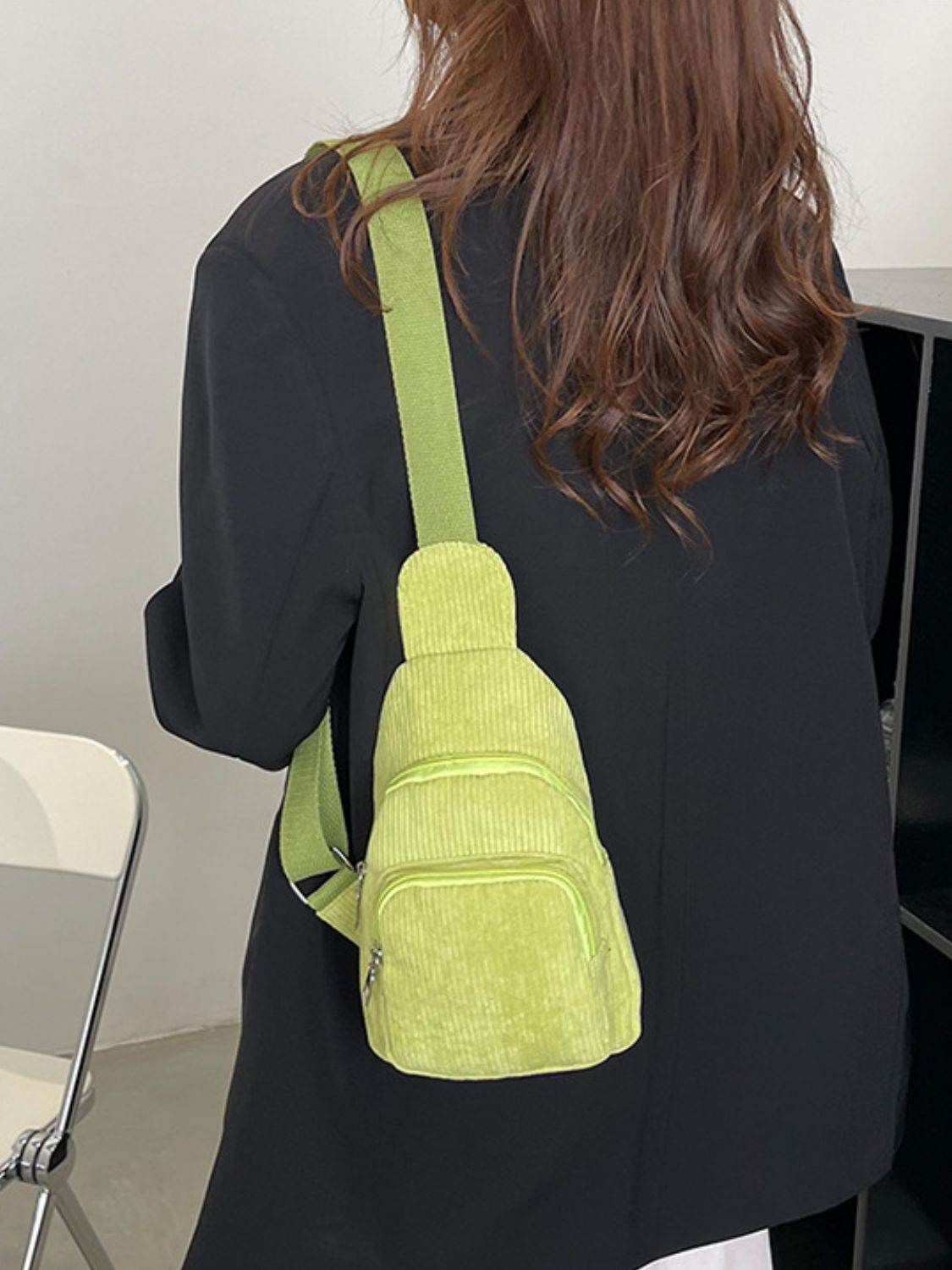 Corduroy Solid Color Crossbody Bag - Delanoir
