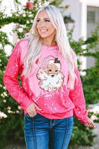 Christmas Santa Claus Tie Dye Print Pullover Sweatshirt - Delanoir