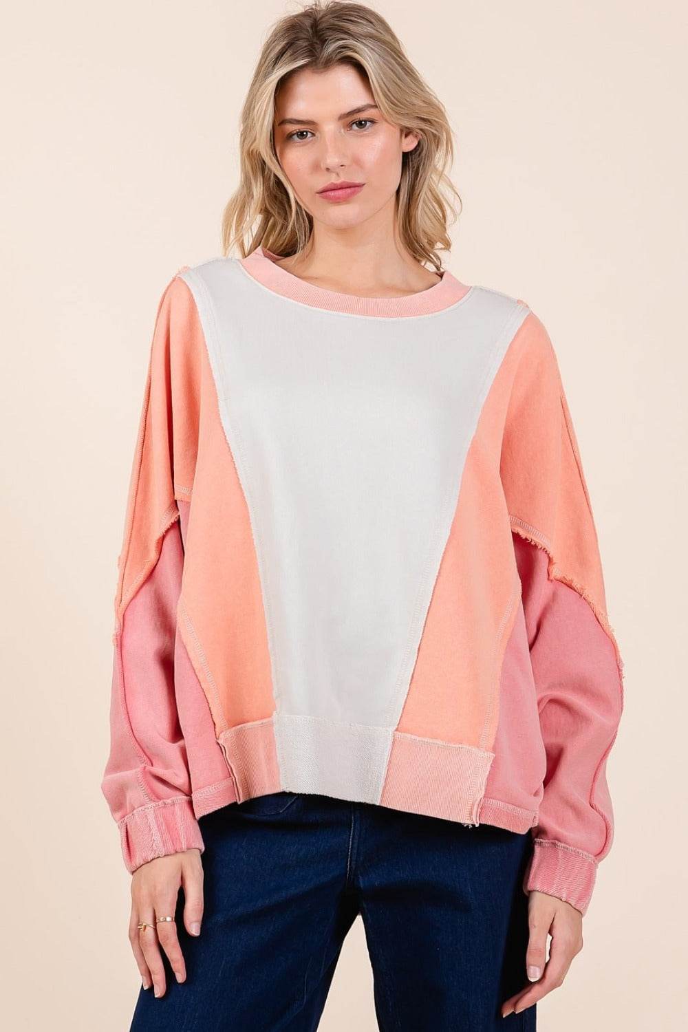 Mittoshop Mineral Wash Color Block Sweatshirt - Delanoir