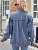 Button Up Denim Jacket with Pockets - Delanoir