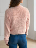 Cutout Knot Button Long Sleeve Cardigan - Delanoir