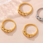 Stainless Steel Inlaid Zircon Ring - Delanoir