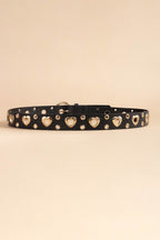 Heart Shape Alloy Detail PU Leather Belt - Delanoir