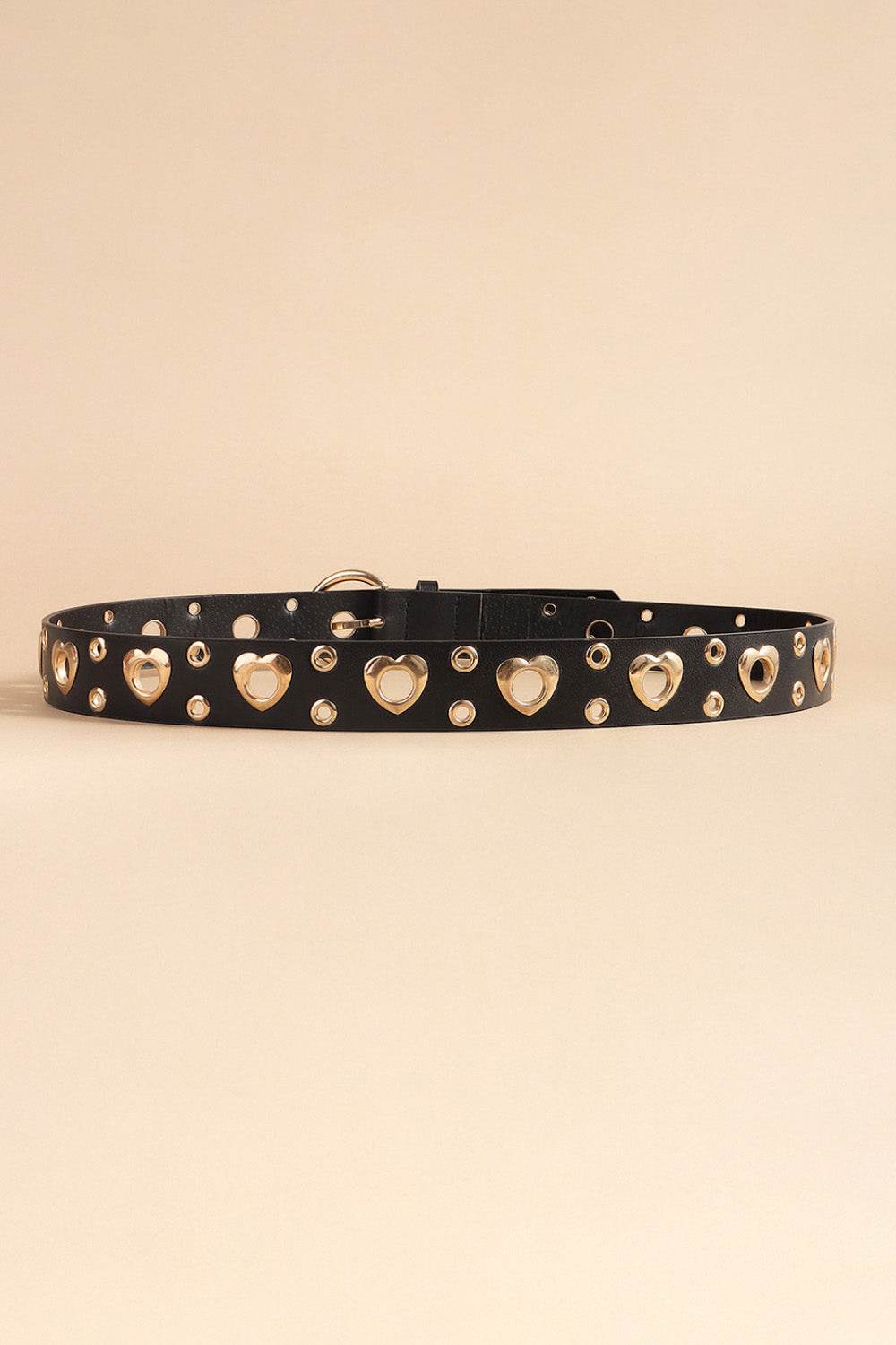 Heart Shape Alloy Detail PU Leather Belt - Delanoir