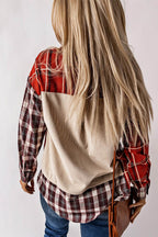 Plaid Patchwork Collared Neck Shacket - Delanoir