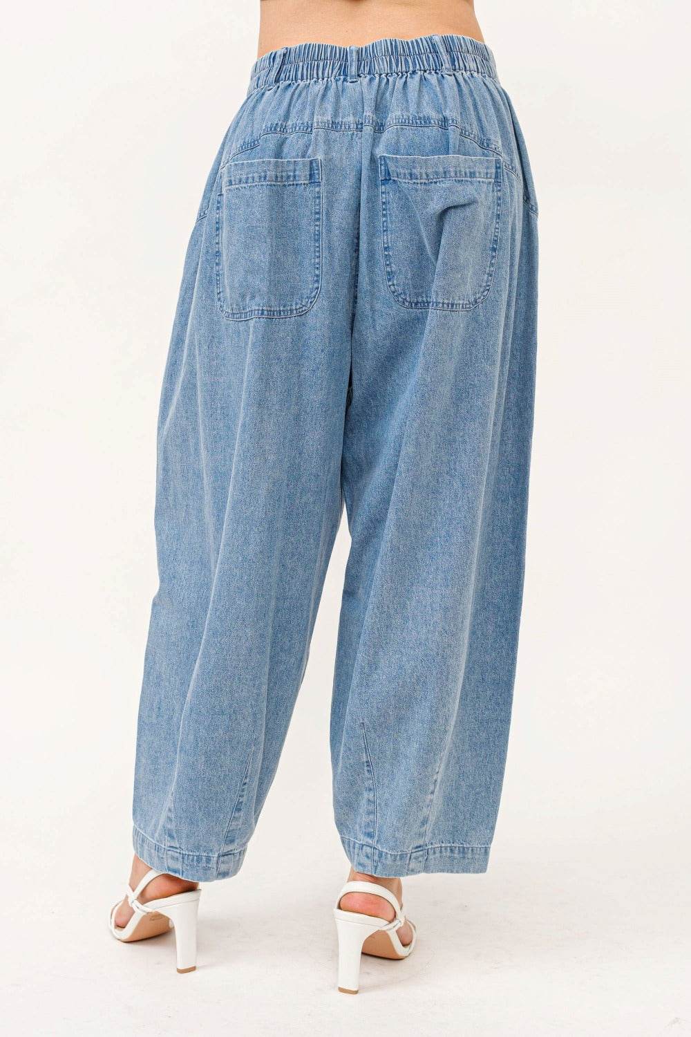 And The Why Elastic Back Pleated Baggy Jeans - Delanoir