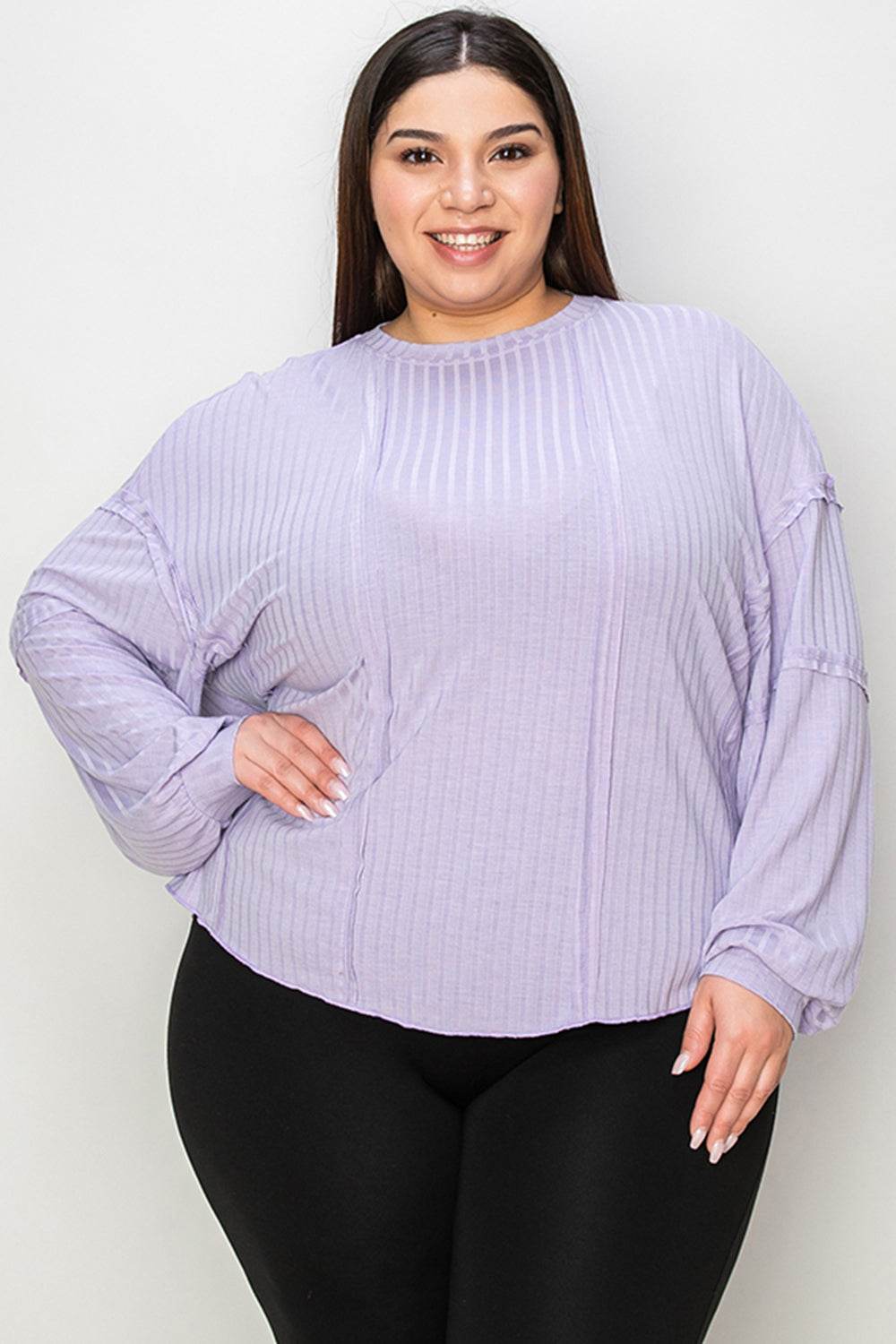 Basic Bae Full Size Ribbed Round Neck Long Sleeve T-Shirt - Delanoir