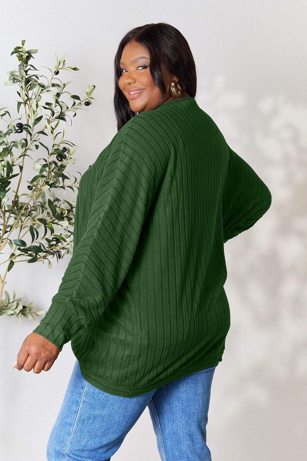 Basic Bae Full Size Ribbed Cocoon Cardigan - Delanoir