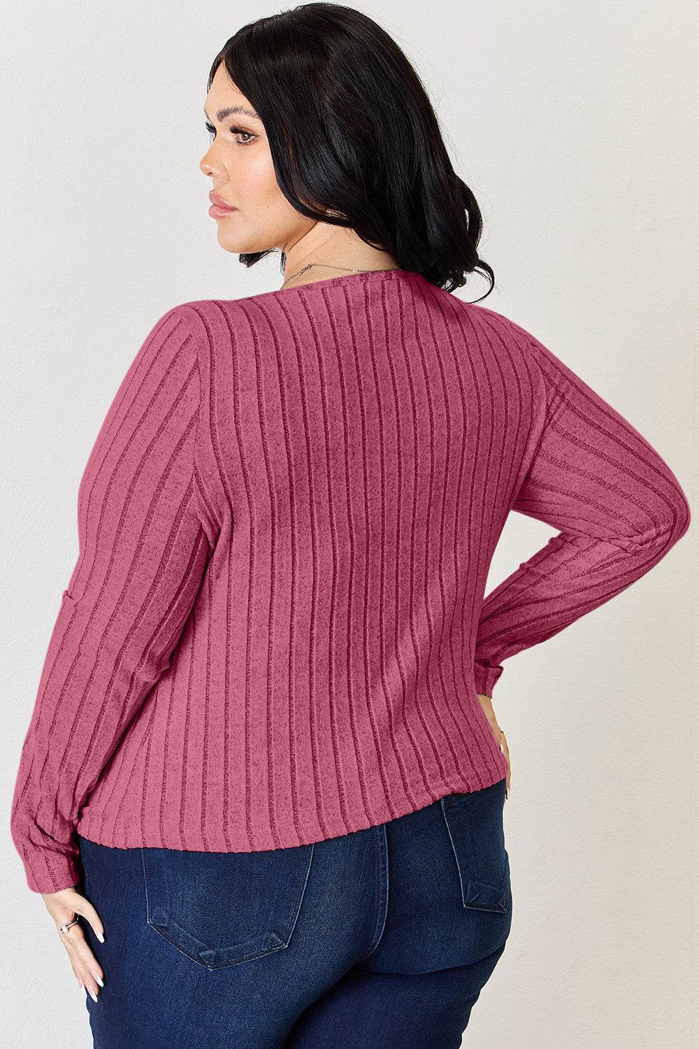 Basic Bae Full Size Ribbed Long Sleeve T-Shirt - Delanoir